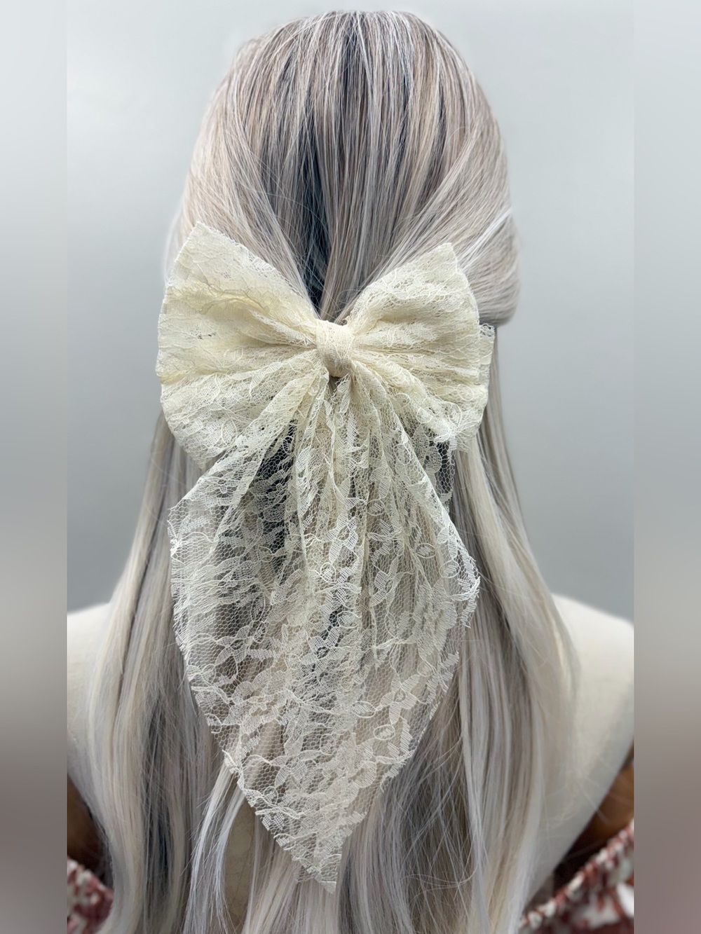 Ivory Lace Bow Hair Barrette Large Romantic Bridal Hair
